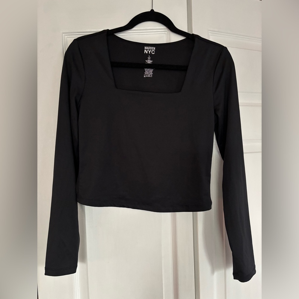 Madden NYC Large Square Neck Cropped Shirt